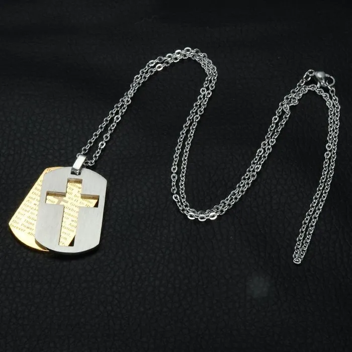 Lords Guidance Necklaces Mens Christian Necklace br Lords Prayer Hollow Cross