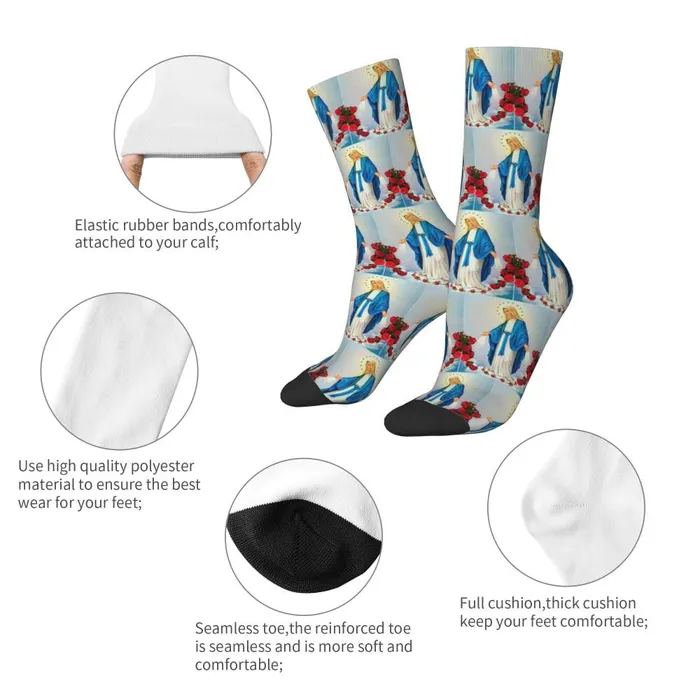 Lords Guidance Necklaces Virgin Mary with Flower Socks