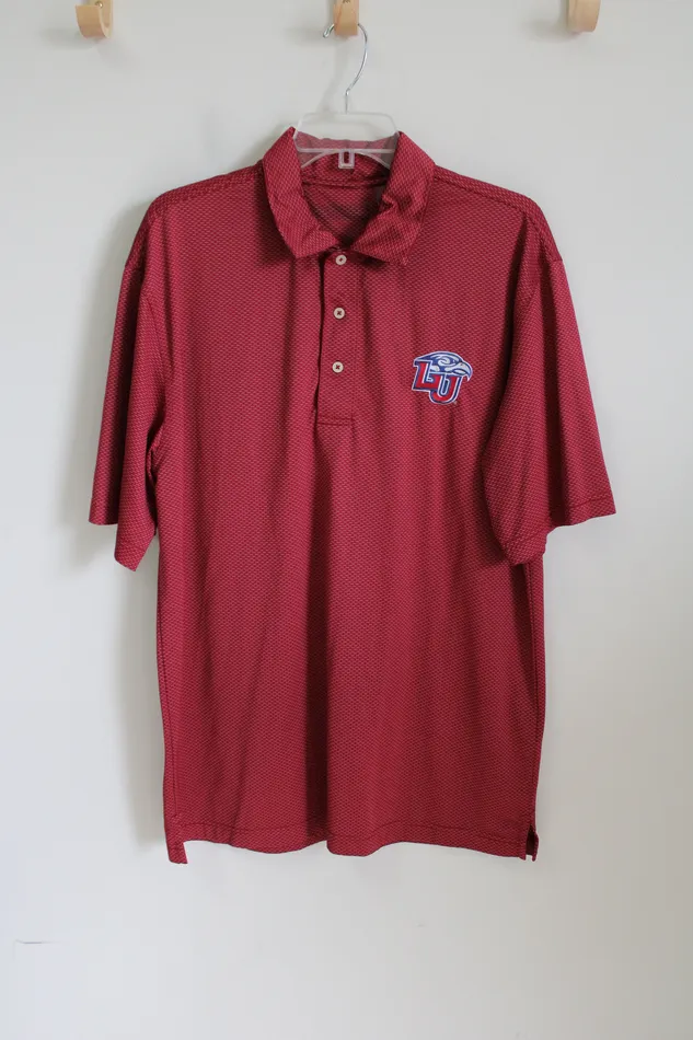 LU Red Logo Polo Shirt L Jubilee Thrift Earrings