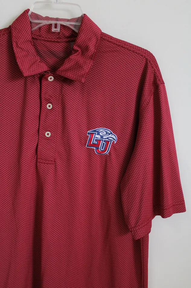 LU Red Logo Polo Shirt L Jubilee Thrift Earrings