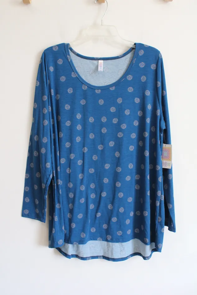 LuLaRoe NEW LuLaRoe Lynnae Blue Patterned Long Sleeved Top 3XL Rings