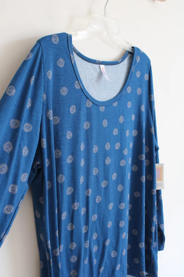 LuLaRoe NEW LuLaRoe Lynnae Blue Patterned Long Sleeved Top 3XL Rings