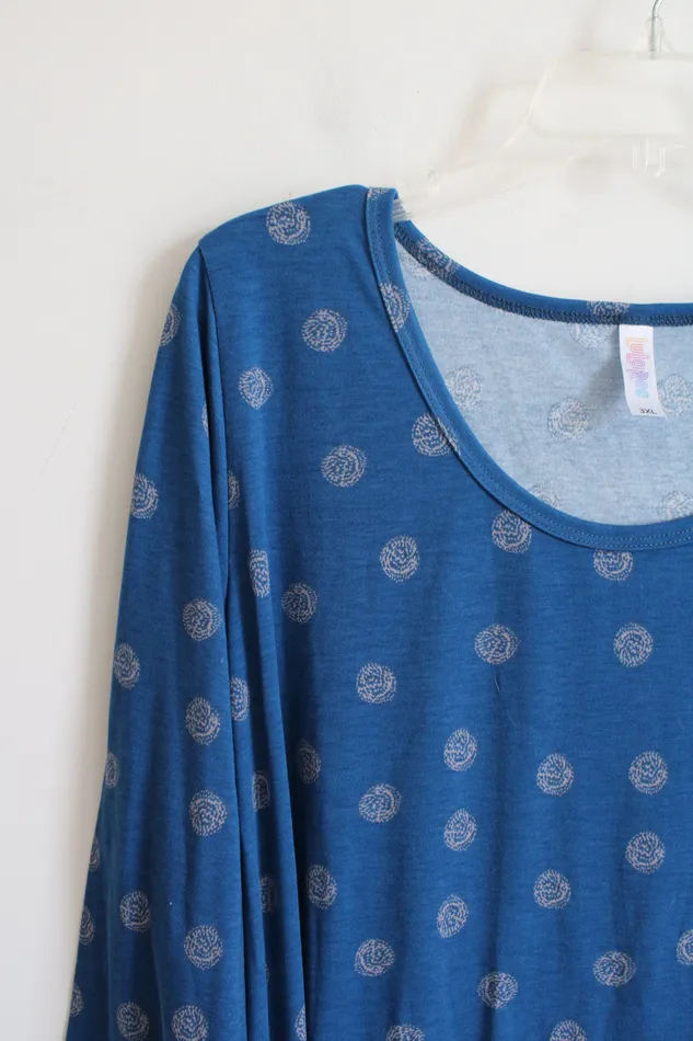 LuLaRoe NEW LuLaRoe Lynnae Blue Patterned Long Sleeved Top 3XL Rings