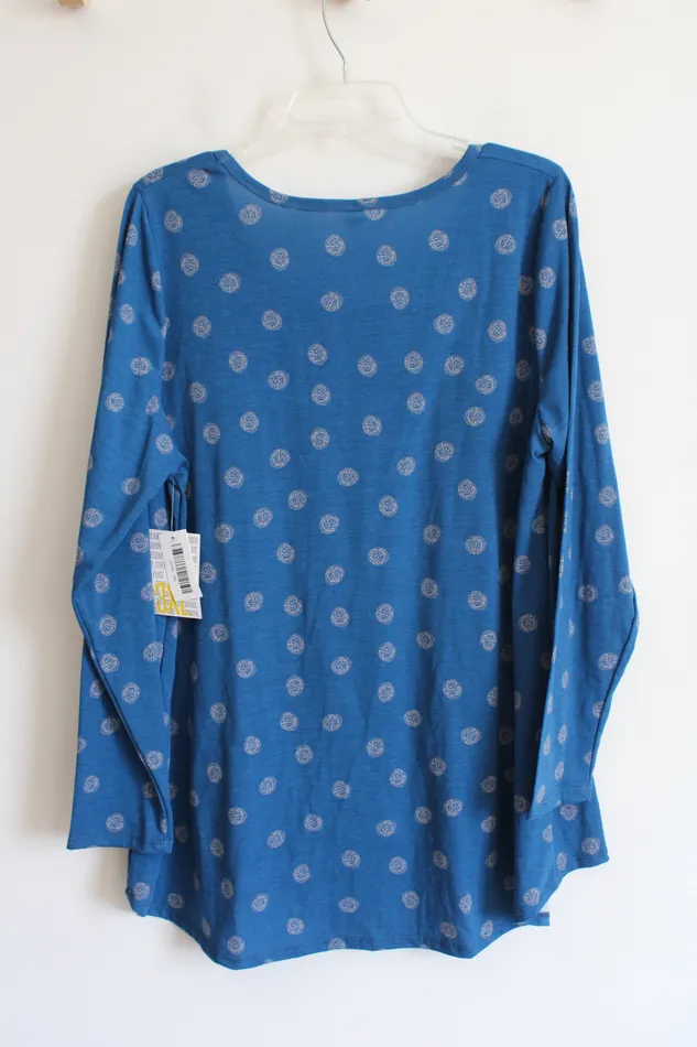 LuLaRoe NEW LuLaRoe Lynnae Blue Patterned Long Sleeved Top 3XL Rings