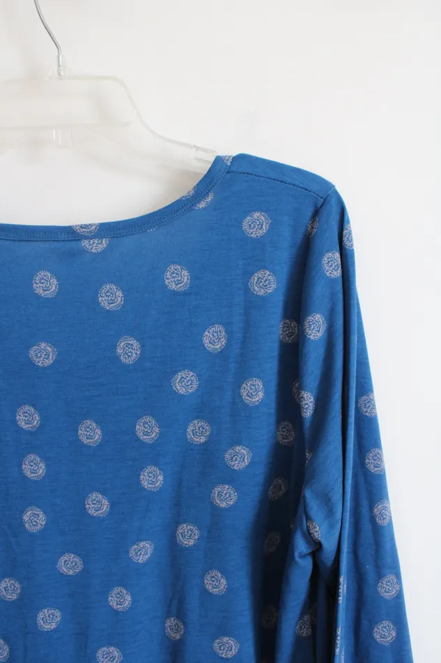 LuLaRoe NEW LuLaRoe Lynnae Blue Patterned Long Sleeved Top 3XL Rings