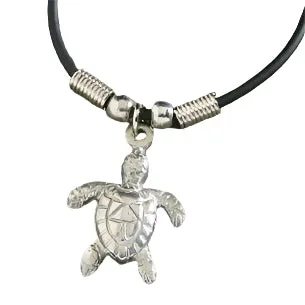 MADDENCORP Necklaces Sea Turtle Pewter Rubber Cord Necklace