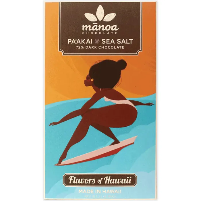 MANOACHOCO Necklaces Manoa Pa Akai Sea Salt 72 Cacao Dark Chocolate Bar 21oz