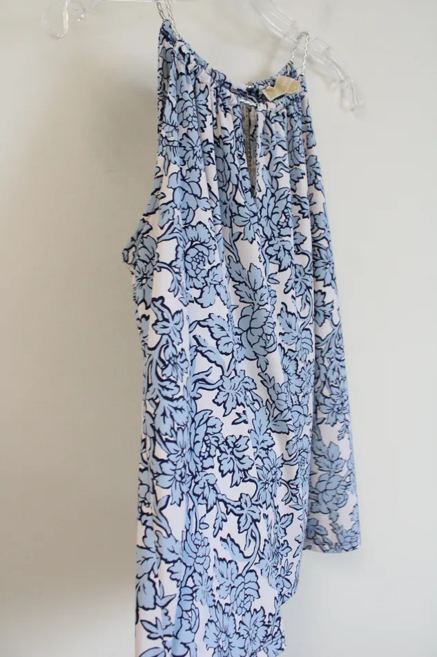 MICHAEL Michael Kors Blue White Floral Tank Blouse M Michael Kors Rings