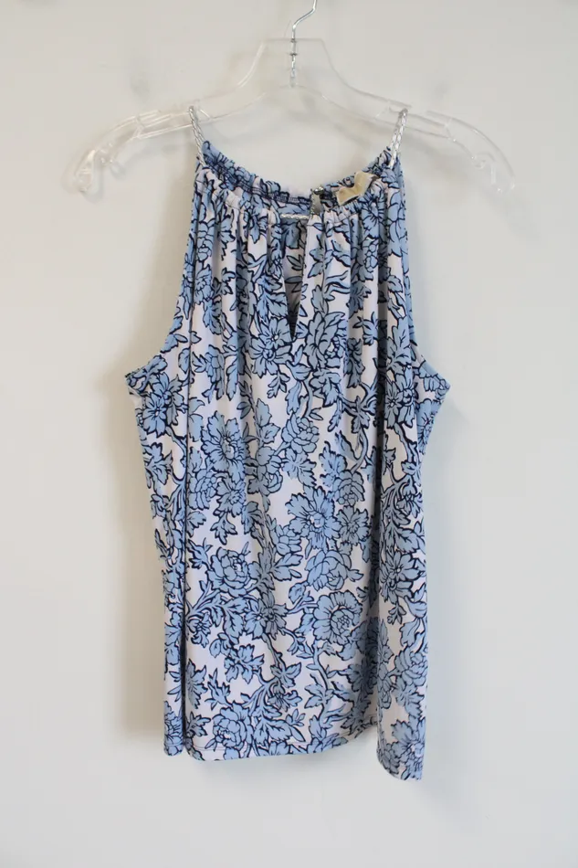 MICHAEL Michael Kors Blue White Floral Tank Blouse M Michael Kors Rings