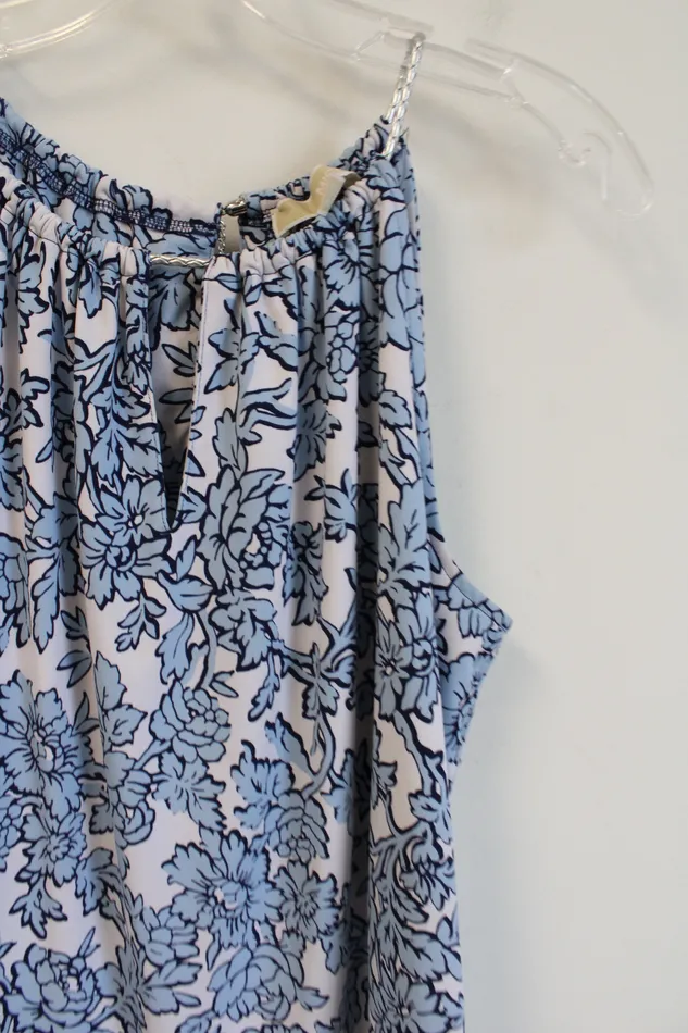 MICHAEL Michael Kors Blue White Floral Tank Blouse M Michael Kors Rings