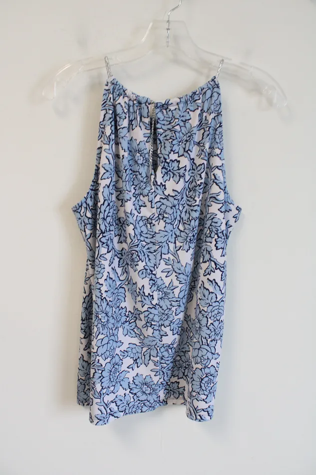 MICHAEL Michael Kors Blue White Floral Tank Blouse M Michael Kors Rings