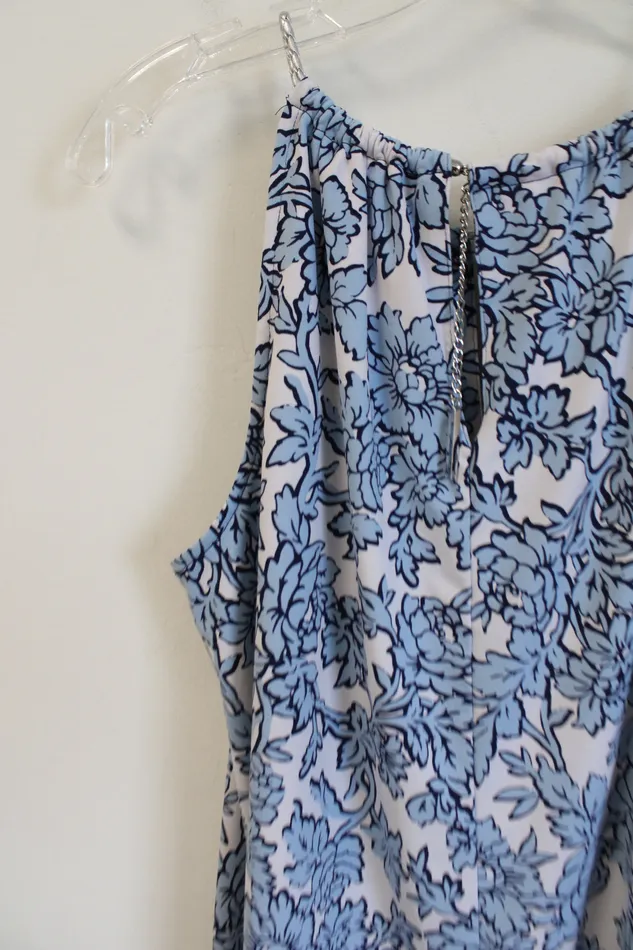 MICHAEL Michael Kors Blue White Floral Tank Blouse M Michael Kors Rings