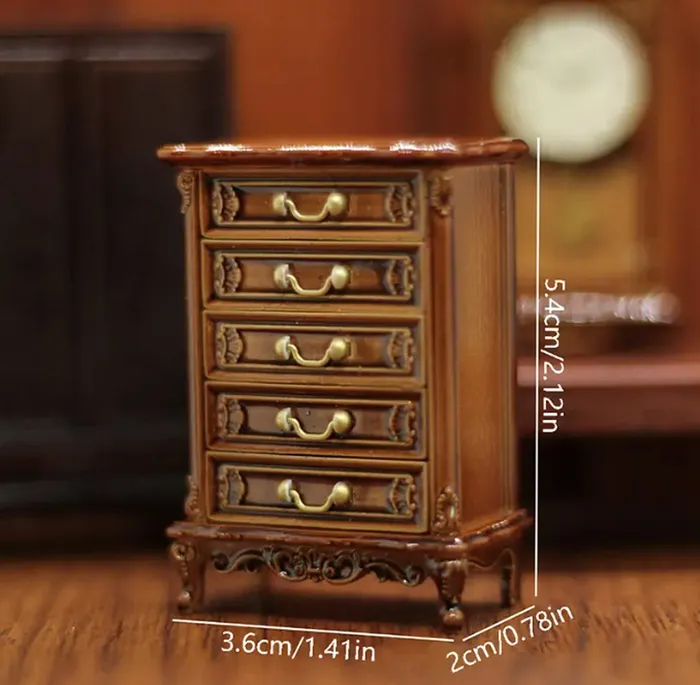 Miniature Chest of Drawers in Brown 124 Scale Dollhouse Miniature Miniatures by NC Necklaces