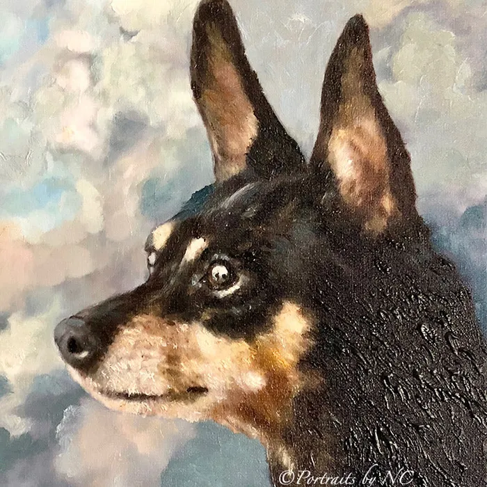 Miniature Pinscher Dog Portrait Portraits by NC Earrings