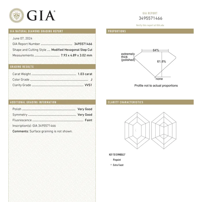 Misfit Diamonds Rings White Step Cut Diamond 103ct Hexagon