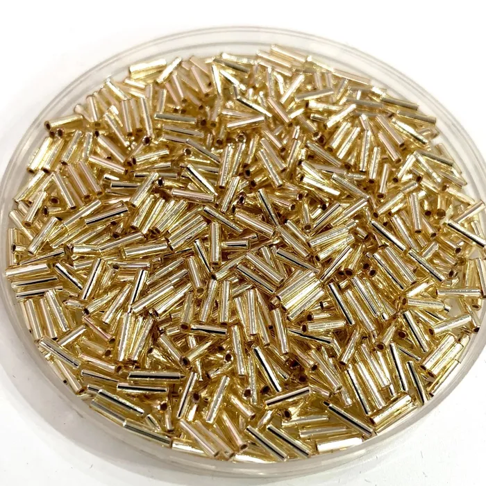 Miyuki Bugles size 6mm 0003 Gold Silver Lined 10 grams Peppy Beads Earrings