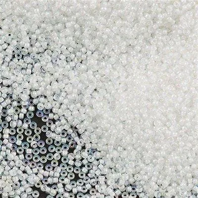 Miyuki Seed Beads 150 0284 White Lined Crystal AB 10 Gr Peppy Beads Rings