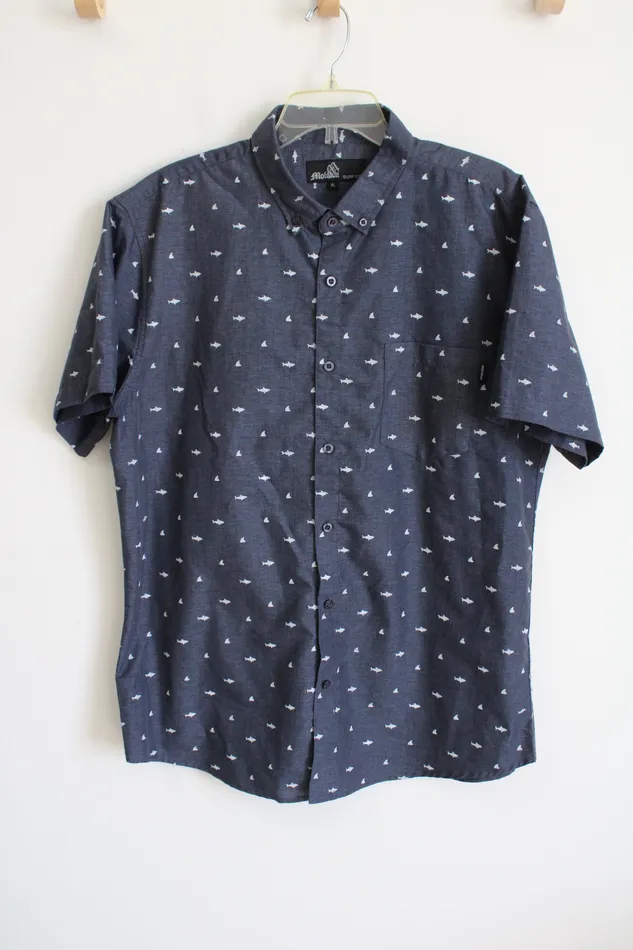 Molokai Surf Co Rings Molokai Surf Co Blue Shark Patterned Shirt XL