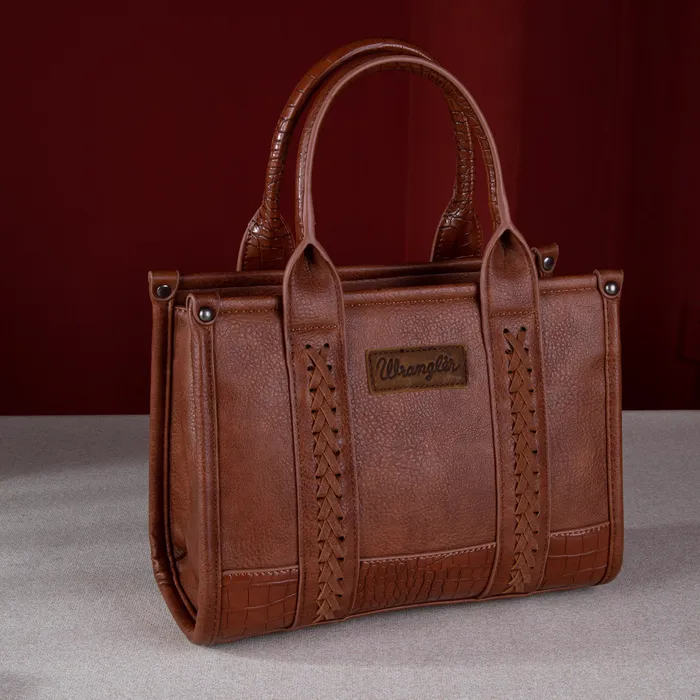 MONTANA WEST Earrings WRANGLER CROC PRINT CONCEALED CARRY CROSSBODY TOTE COFFEE