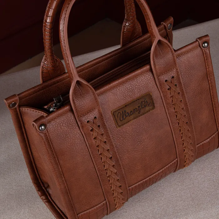 MONTANA WEST Earrings WRANGLER CROC PRINT CONCEALED CARRY CROSSBODY TOTE COFFEE