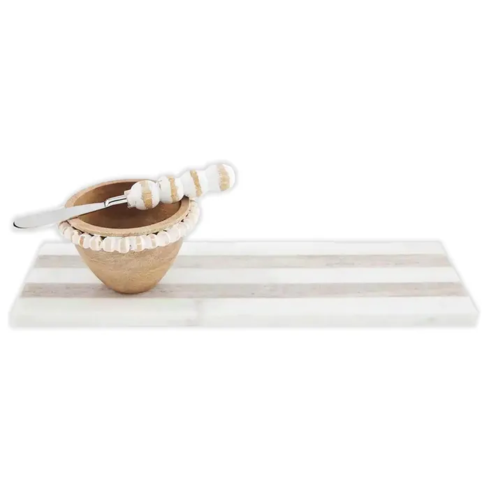 MUDPIE Earrings Mudpie Marble Cutting Board Mango Wood Bowl Set