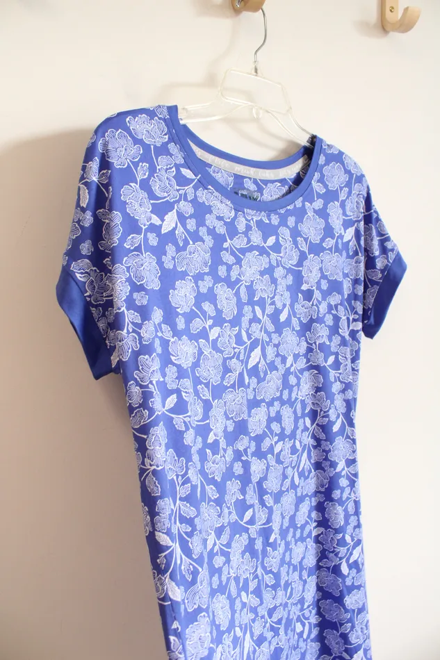 Muk Luks Blue White Floral Sleepwear Top M Muk Luks Rings