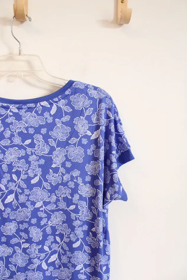 Muk Luks Blue White Floral Sleepwear Top M Muk Luks Rings