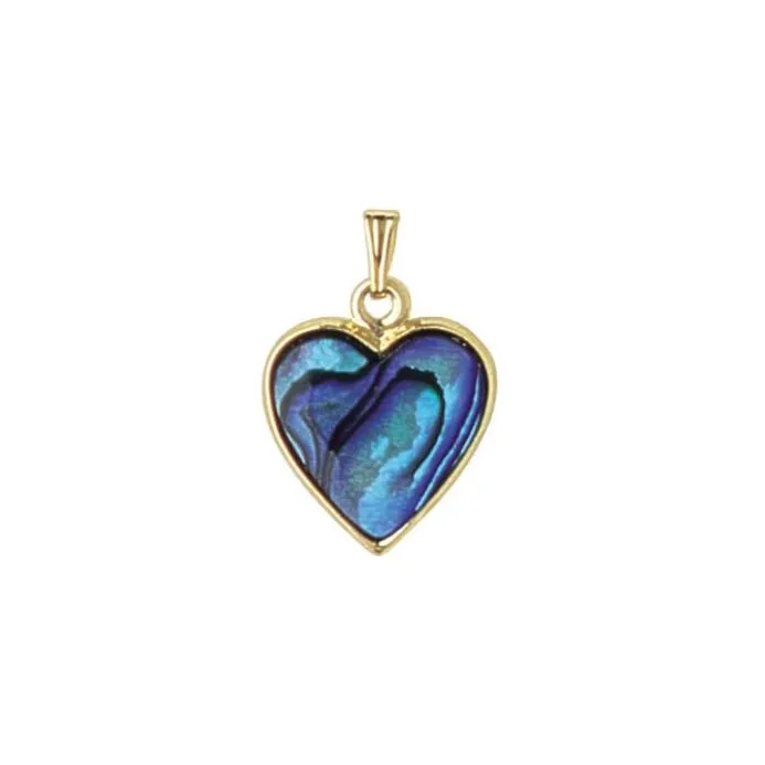 Necklaces ARIKINEWZEALAND Ariki Paua Heart Gold Pendant