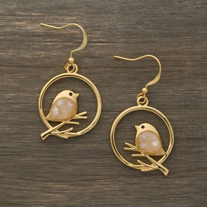 Necklaces Chadds Ford Jewelry Gold Mother of Pearl Birdie Branch Gift Set