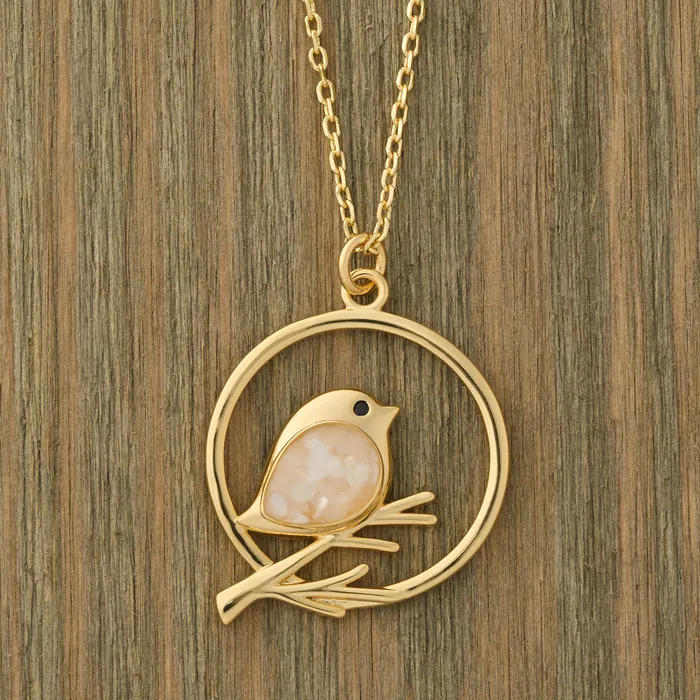 Necklaces Chadds Ford Jewelry Gold Mother of Pearl Birdie Branch Gift Set