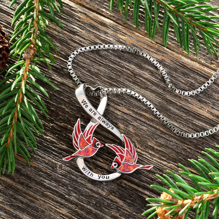 Necklaces Chadds Ford Jewelry Opal Infinity Duo Flying Cardinal Necklace