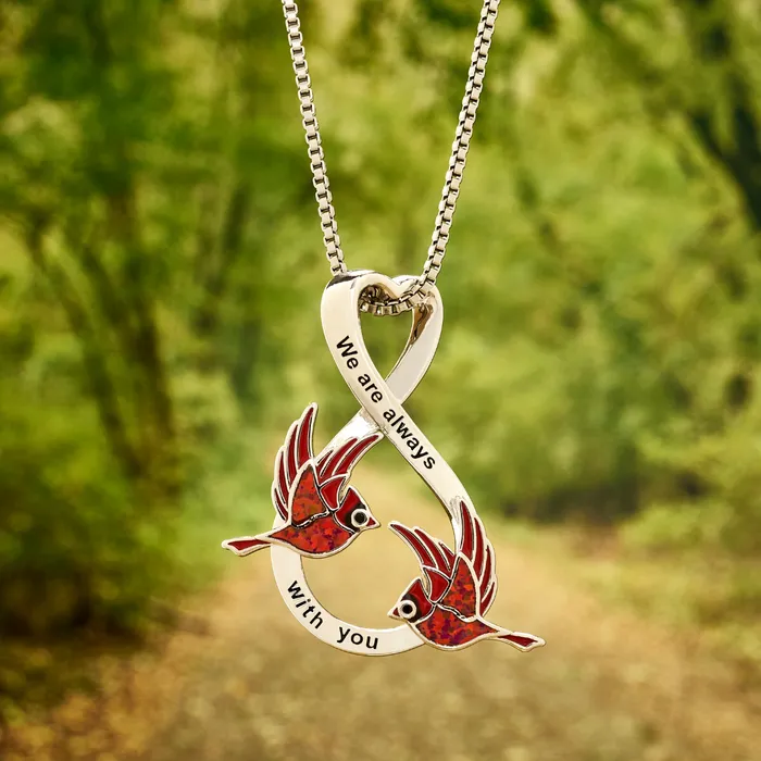 Necklaces Chadds Ford Jewelry Opal Infinity Duo Flying Cardinal Necklace