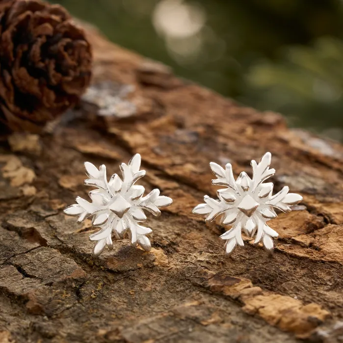 Necklaces Chadds Ford Jewelry Sterling Silver Glistening Snowflake Studs