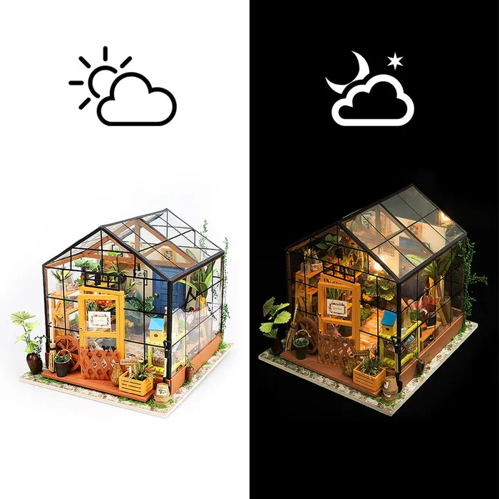 Necklaces CJ Robotime Miniature Doll House DIY Kathys Green Garden with Furniture