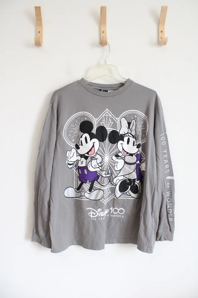 Necklaces Disney Gray Mickey Minnie 100 Years Of Wonder Long Sleeved Top XL Disney