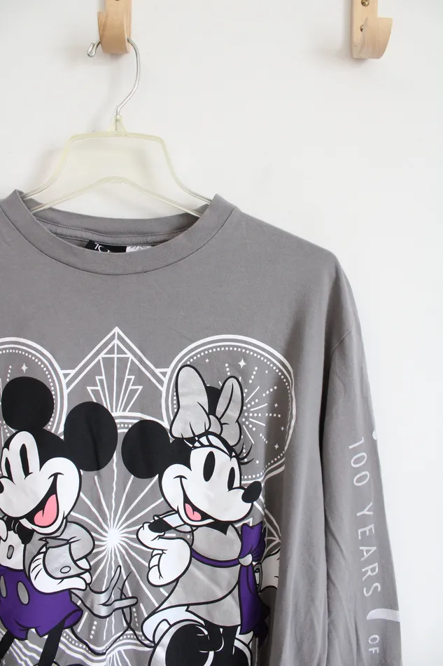 Necklaces Disney Gray Mickey Minnie 100 Years Of Wonder Long Sleeved Top XL Disney