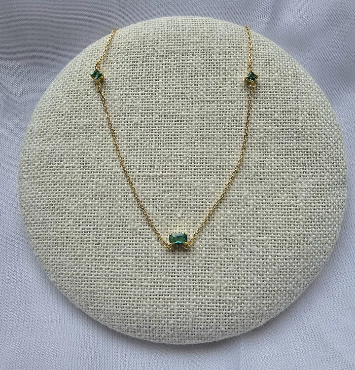Necklaces Dreamlandgt Joyas Guatemala Collar Triloga Color Esmeralda Plata 925 con Bao de Oro