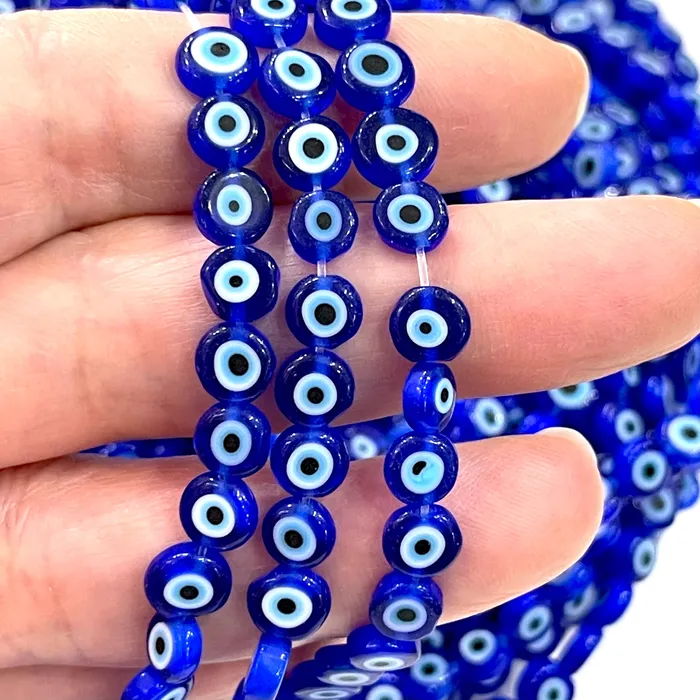 Necklaces Evil Eye Beads Strand of 65 Flat Round 6mm Glass Beads Lampwork Glass Evil Eye Jewelry Lampwork Beads UK Beading Supply Peppy Beads Necklaces Evil Eye Beads Strand of 65 Flat Round 6mm Glass Beads Lampwork Glass Evil Eye Jewelry Lampwork Beads UK Beading Supply Peppy Beads