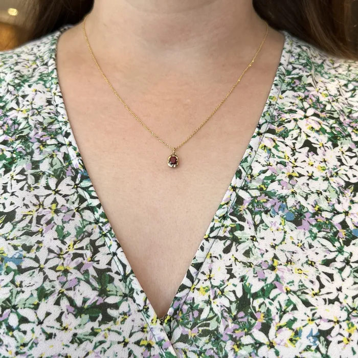Necklaces Immaculate Jewelry 14K Yellow Gold 040 Carat Oval Cut Ruby CharmPendant