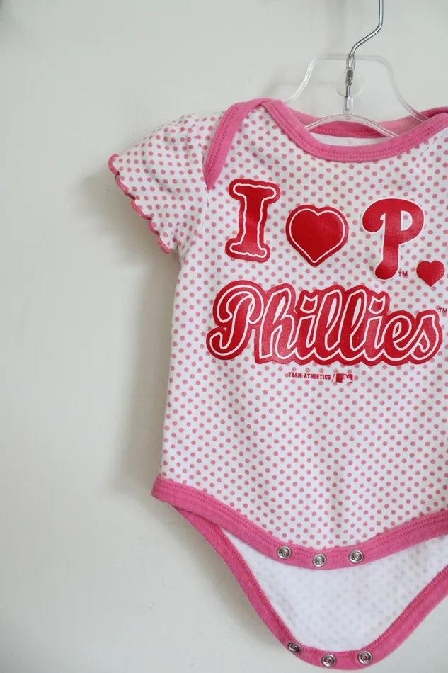 Necklaces Jubilee Thrift Team Athletics MLB I Heart Phillies Pink Onesie 03 MO