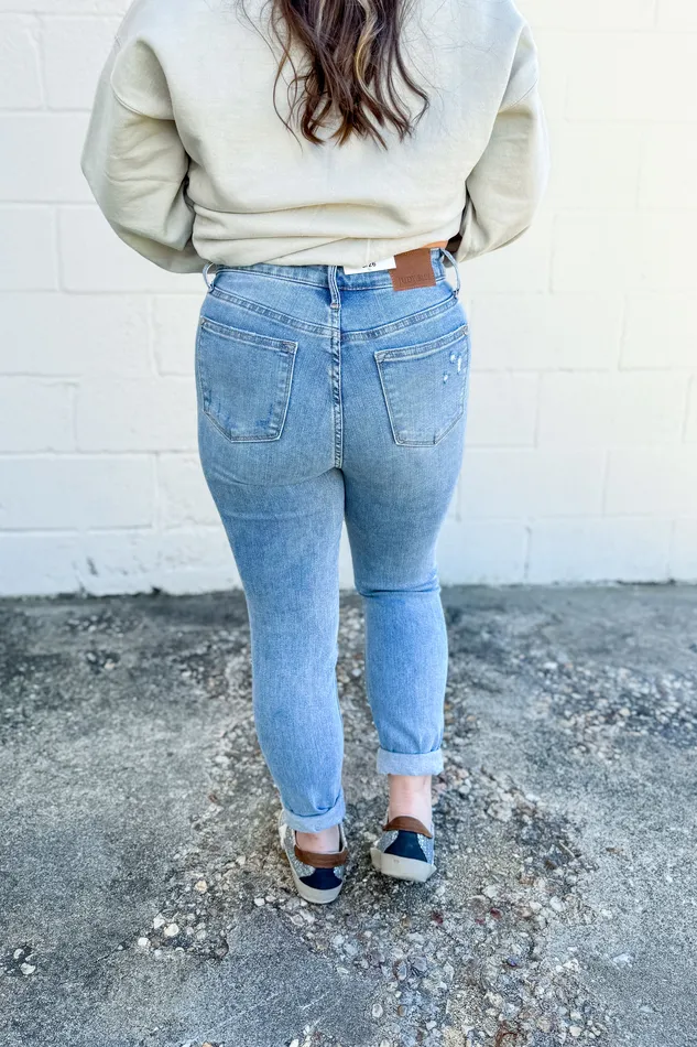 Necklaces Judy Blue Judy Blue Daria Distressed MidRise Tummy Control Jeans Light Wash