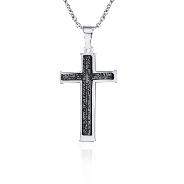 Necklaces Lords Guidance Mens Christian Necklace br Spanish Lords Prayer