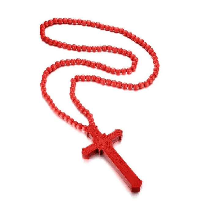 Necklaces Lords Guidance Mens Christian Necklace br Wooden Crucifix