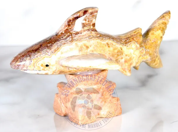 Necklaces Marble Shark with stand 4in SSHANDCRAFTED