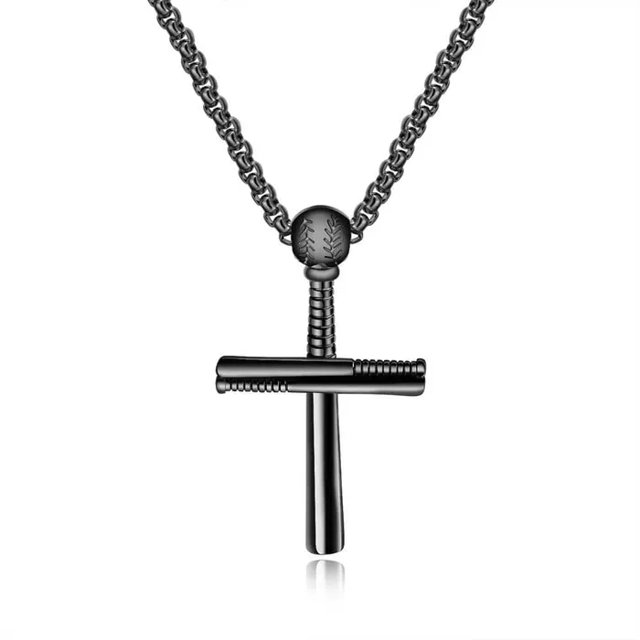 Necklaces Mens Christian Necklace br Baseball Bat Black Lords Guidance