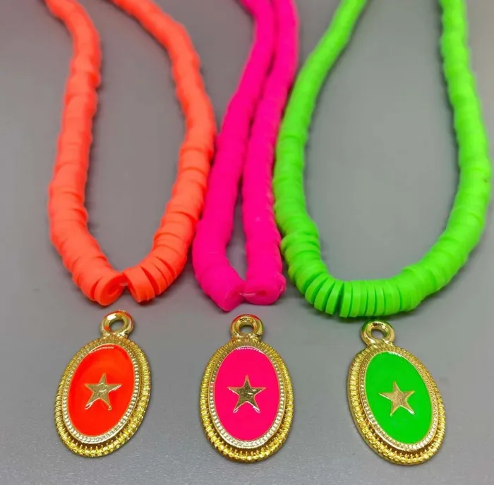 Necklaces Peppy Beads 24Kt Gold Plated Enamelled Star Pendant Necklaces Peppy Beads 24Kt Gold Plated Enamelled Star Pendant