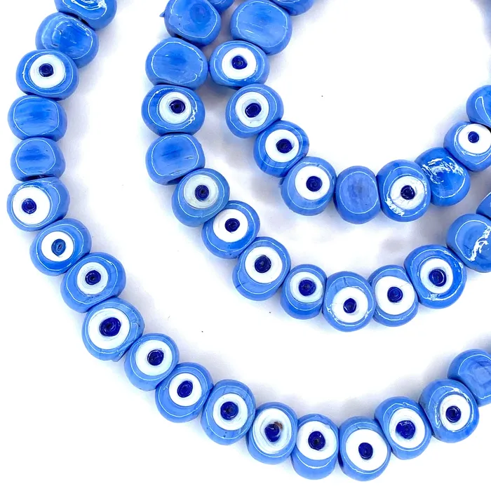 Necklaces Peppy Beads Traditional Turkish Artisan Handmade Glass Evil Eye Beads Large Hole Evil Eye Glass Beads 25 Beads per pack