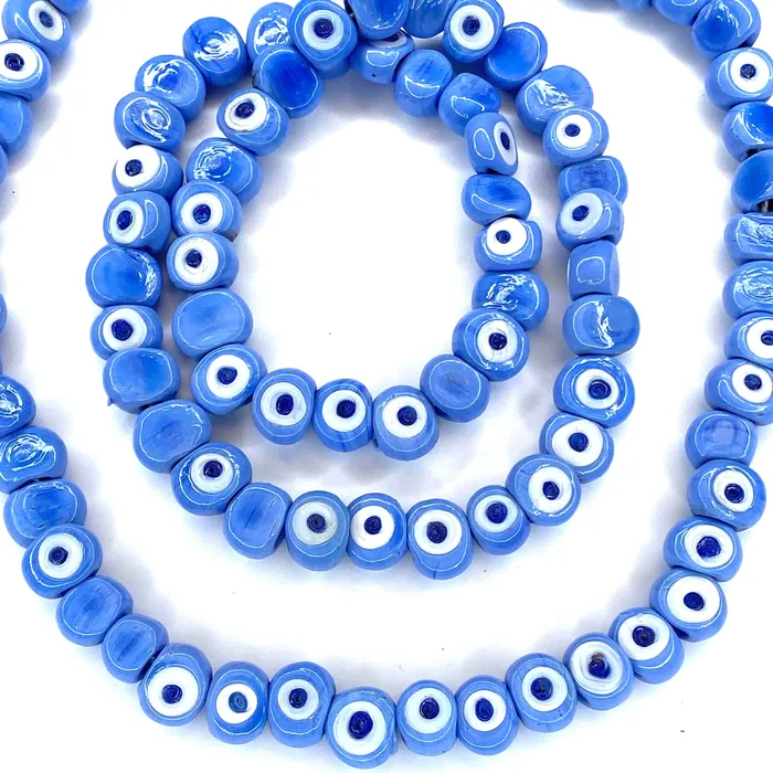 Necklaces Peppy Beads Traditional Turkish Artisan Handmade Glass Evil Eye Beads Large Hole Evil Eye Glass Beads 25 Beads per pack