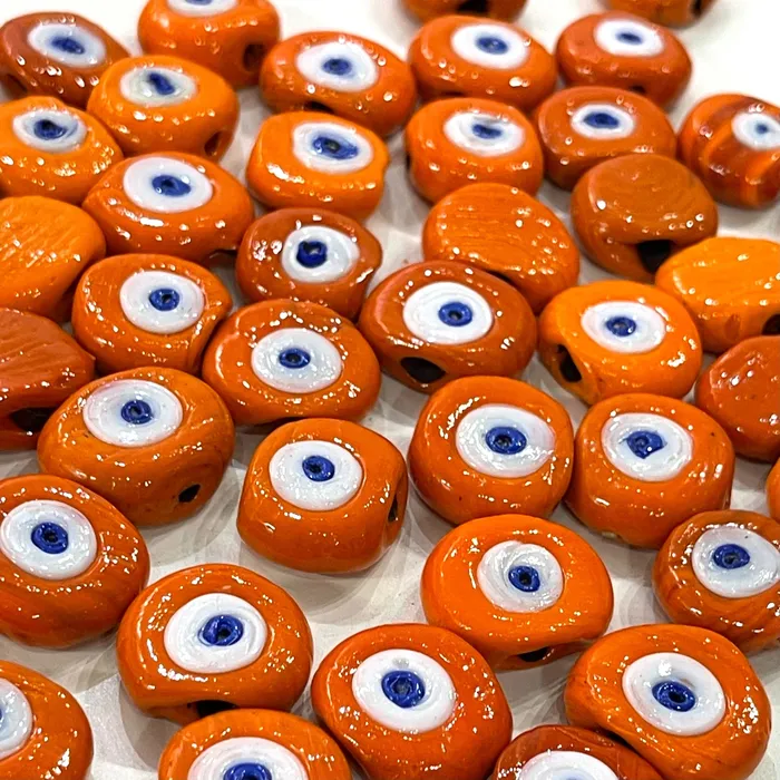 Necklaces Peppy Beads Traditional Turkish Artisan Handmade Glass Orange Evil Eye Beads Large Hole Evil Eye Glass Beads 25 Beads per pack Necklaces Peppy Beads Traditional Turkish Artisan Handmade Glass Orange Evil Eye Beads Large Hole Evil Eye Glass Beads 25 Beads per pack