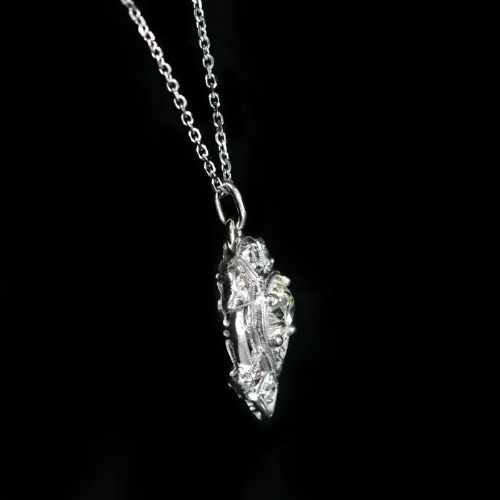 Necklaces Primative Gemstone Art Deco 060 Carat Old Mine Cut Diamond Pendant